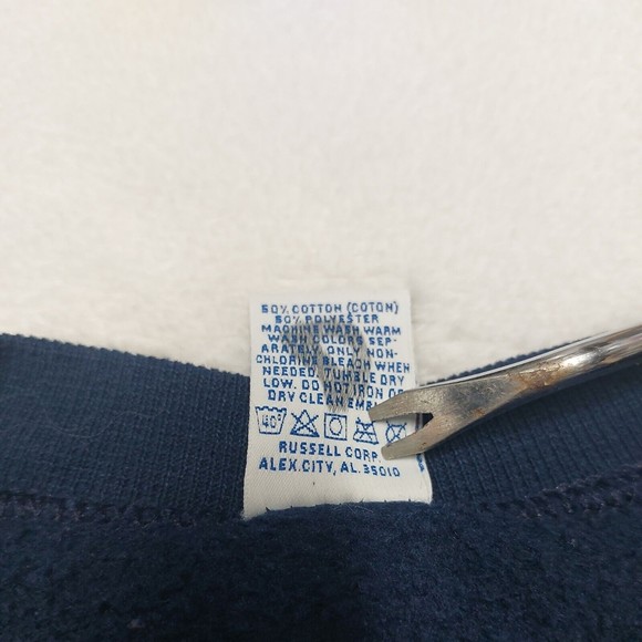Vintage 90s Russell Athletic Navy Blue Blank Crewneck Sweatshir USA Made Size XL - Picture 11 of 12